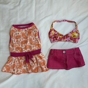 Lulu Pink Small Dog Skirt Halter Top 2 Piece Set Pink and Orange Pet Spirit Dres